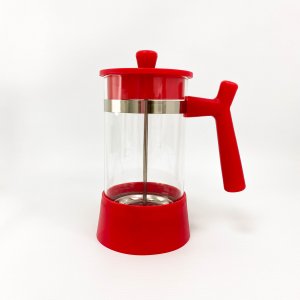 Cafetera de vidrio con base - Mango de plástico rojo - Ver tamaños disponibles