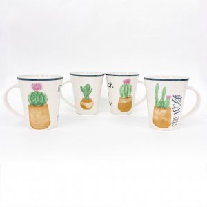 Set x12 jarros mug c?n cactus surtidos