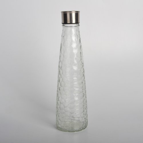 Botella de vidrio facetada con tapa de acero 750ml