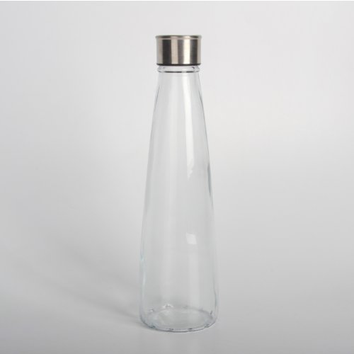 Botella de vidrio c?nica lisa con tapa de acero 750ml